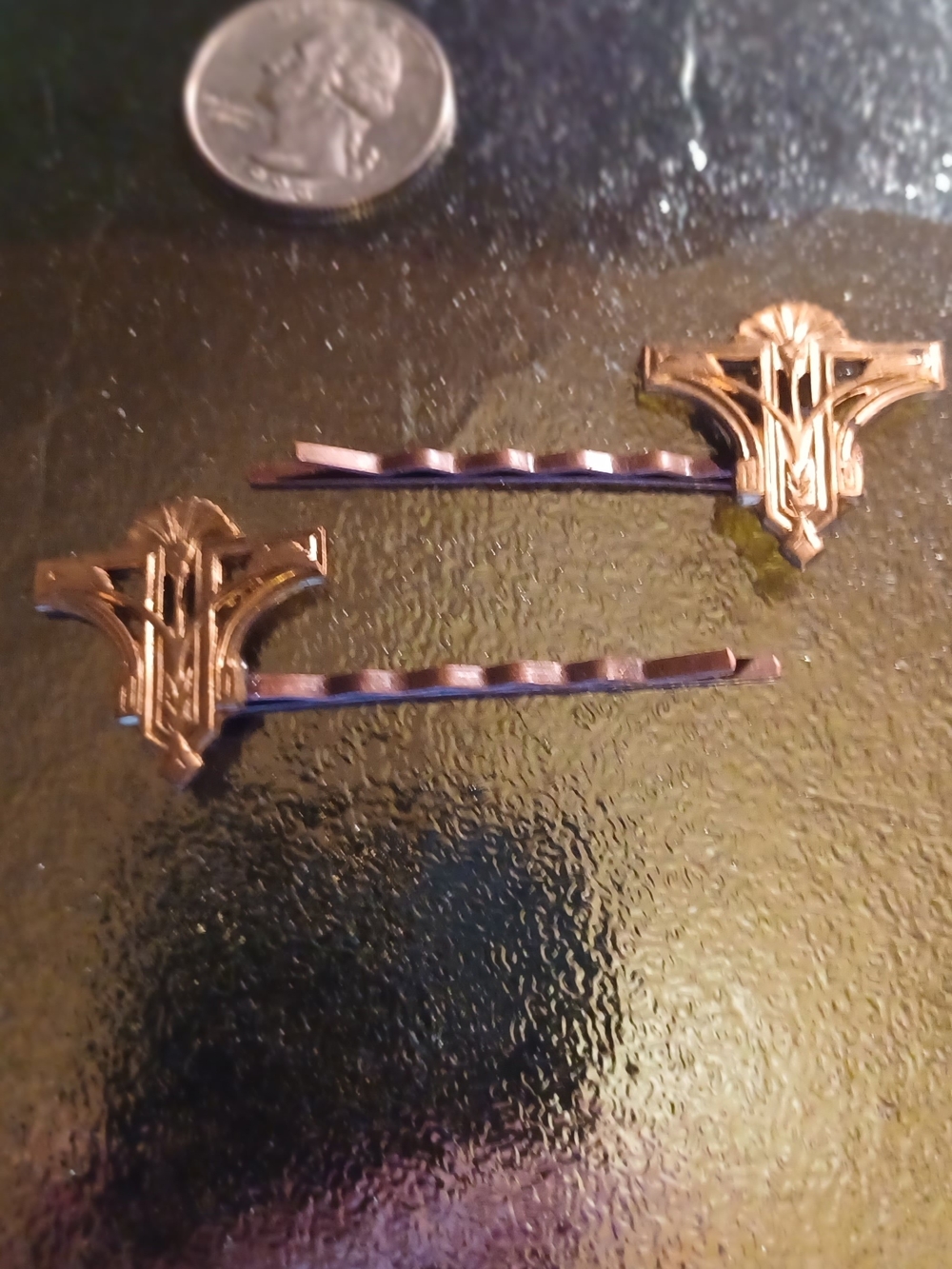 Gold-Tone Decorative Bobby Pin Set - Elegant Art Deco Design